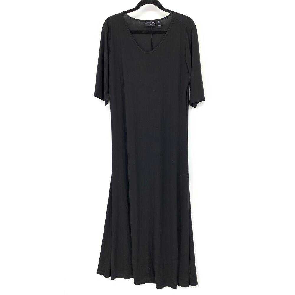 Attitudes By Renee Maxi Dress Womens Size Large Black Half Sleeve Scoop Neck
